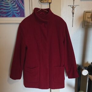 London Fog Women's Burgundy Pea Coat